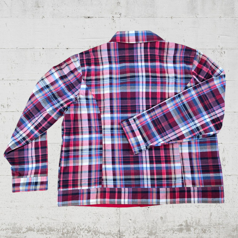 Y2K Red Blue Plaid Reversible Full Zip Collared Patriotic Spring Jacket Size XL - Picture 7 of 7